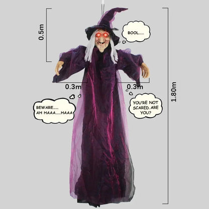 Halloween Witch Prop with Sound Effects and Glowing Red Eyes