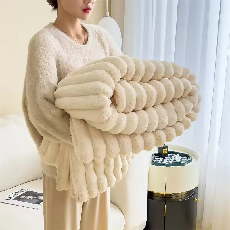 Premium Plush Knitted Blanket  for Sofa & Bed