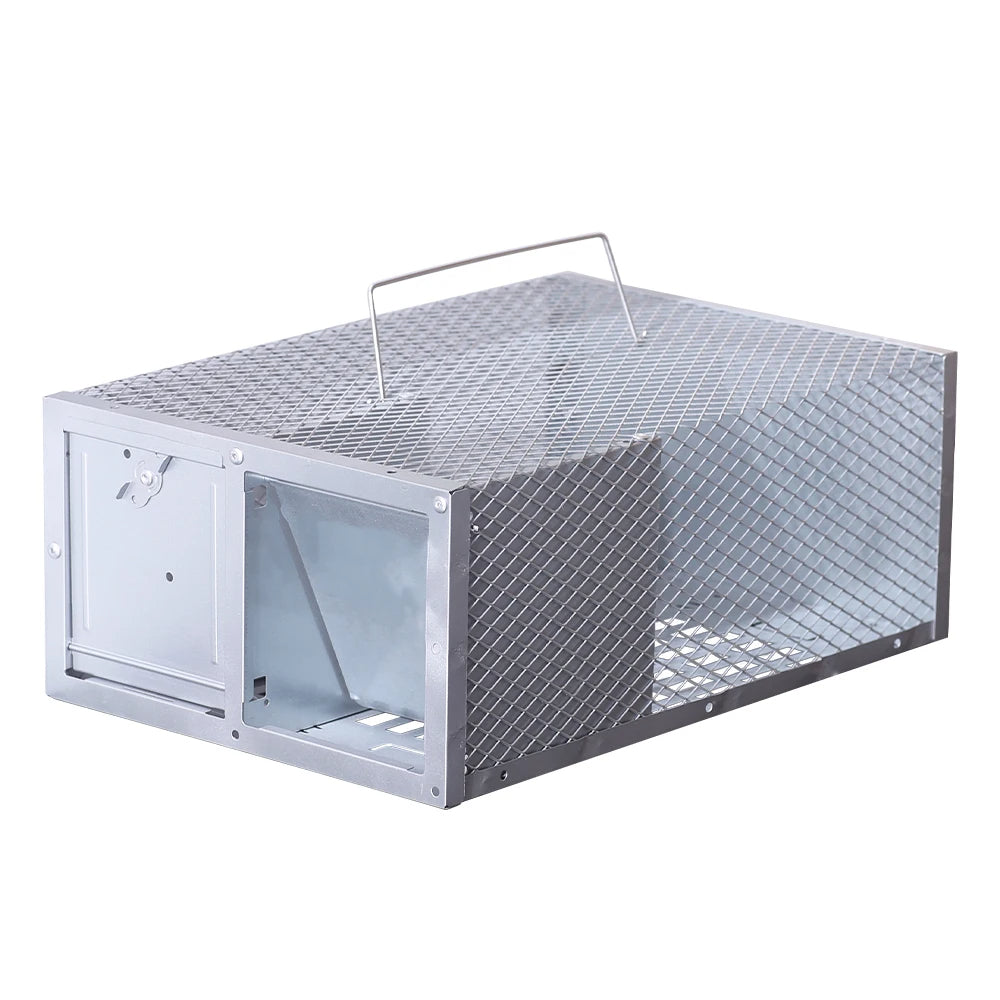 Reusable Metal Mouse Trap Cage with Patented Locking Mechanism and Built-in Handle