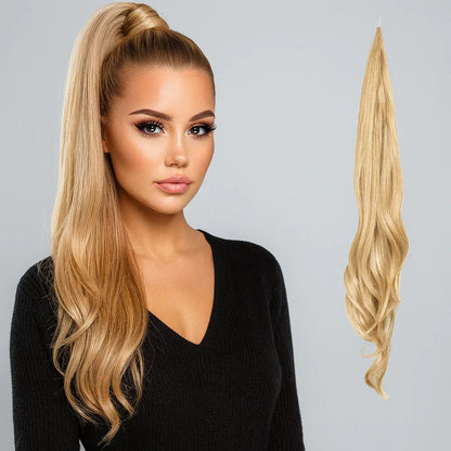 Clip-In Ponytail Extension with Wrap Around Design and Invisible Hairpins
