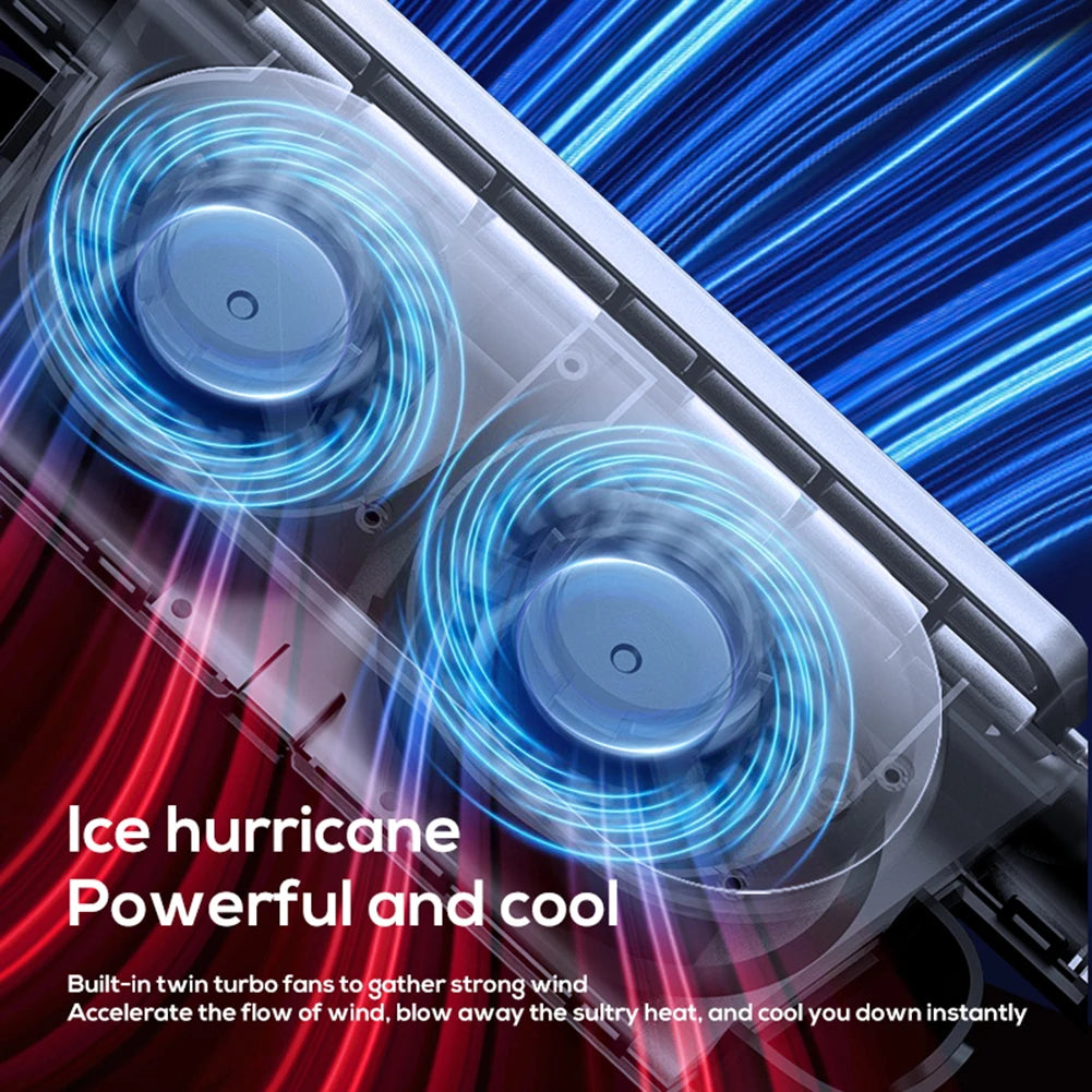 Headrest Cooling Fan with Dual Turbine Airflow and Rotating Outlets, Type C Charging