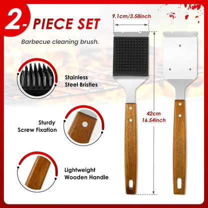 Grill Brush with Scraper and Stainless Steel Bristles, 16 Inch Handle