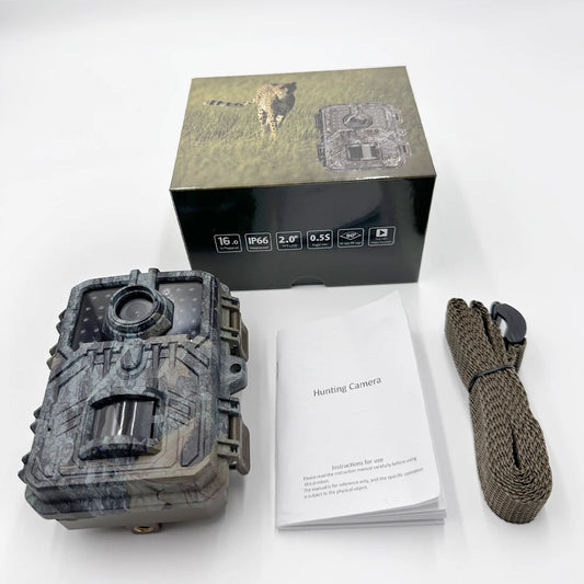 Trail Camera 16MP with PIR Motion Detection and Infrared Night Vision, 120 Degree Wide Angle