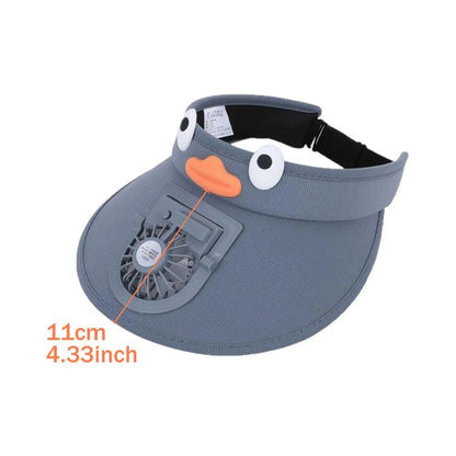 Kids Sun Visor with Built-In Cooling Fan and Adjustable Chin Strap