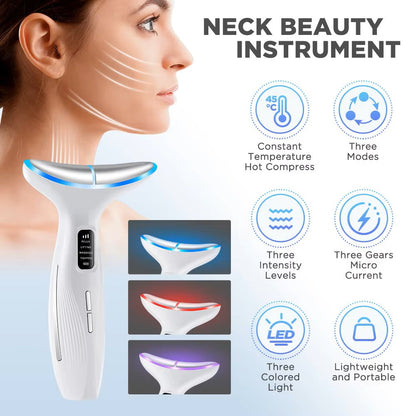 LED Face and Neck Tightening Device with Microcurrent Vibration and 7-Color Light Therapy
