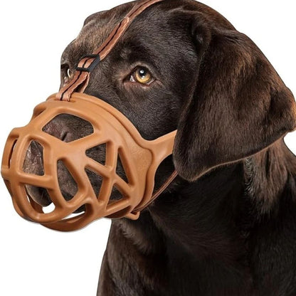 Basket Dog Muzzle with Adjustable Head Straps and Training Instructions