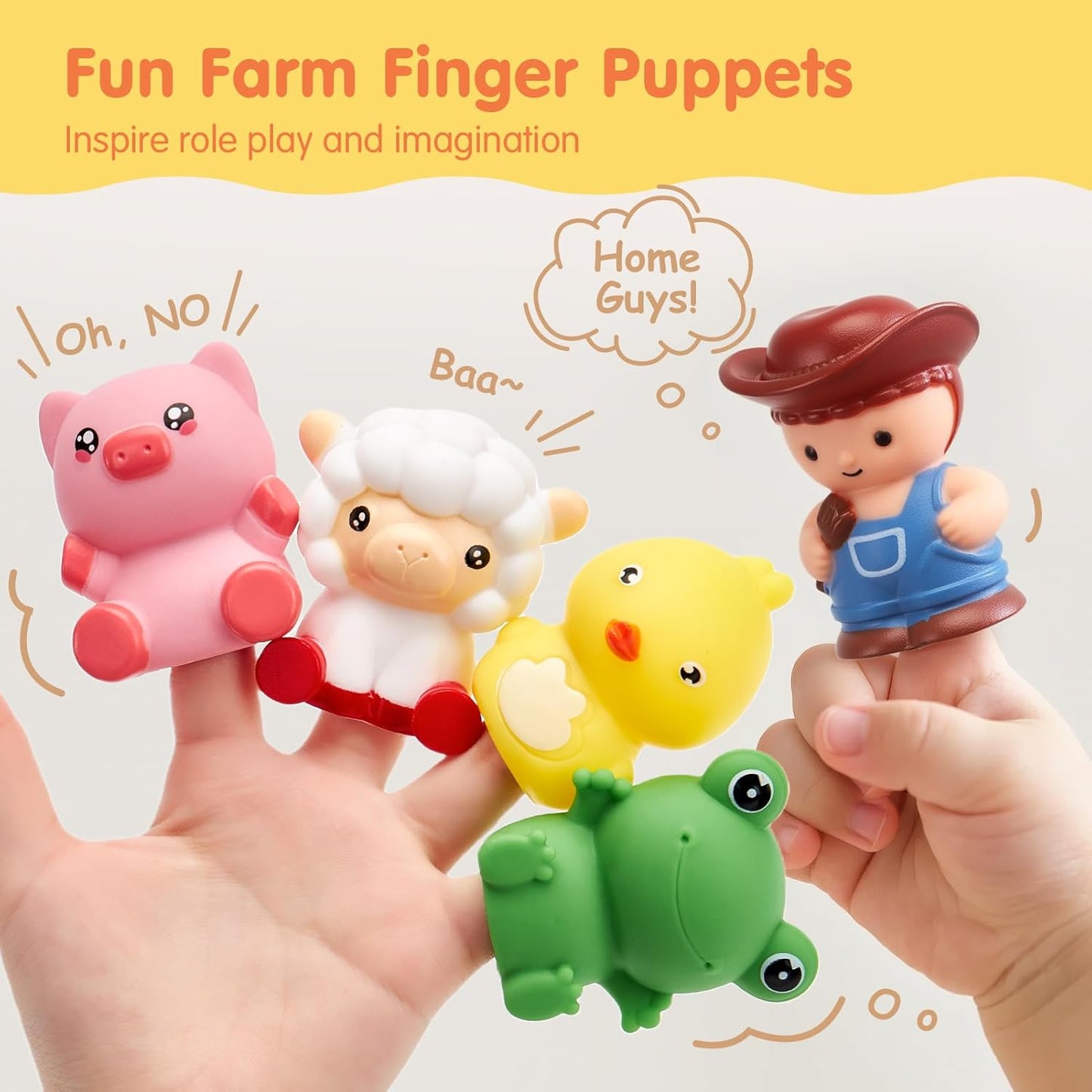 Wooden Train Set with Farm Animals and Color Sorting, Counting Learning Toy