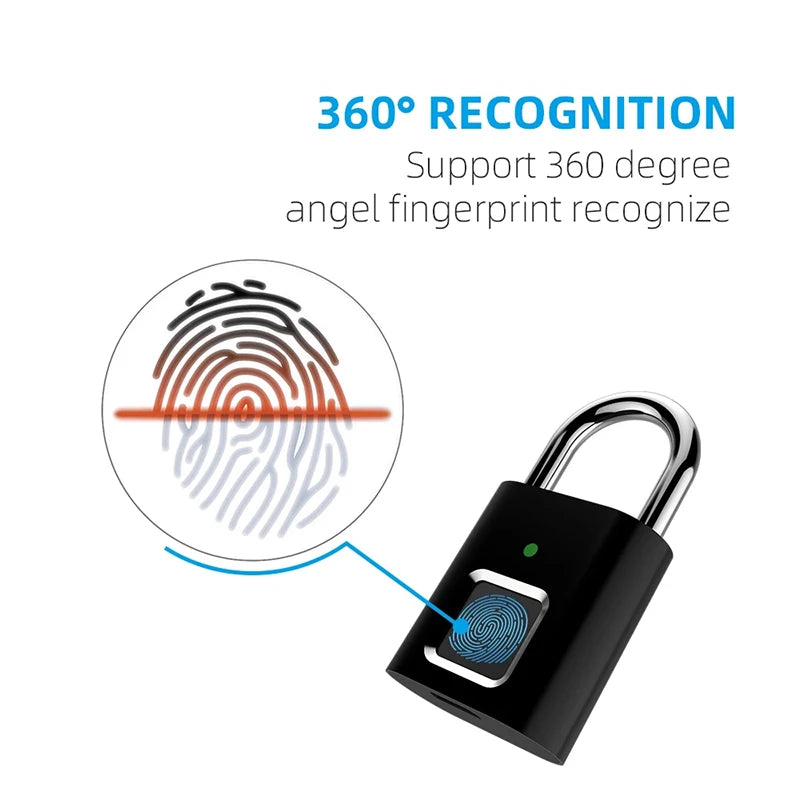 Fingerprint Padlock with Wireless App Control and 10 Fingerprint Storage, 6-Month Battery