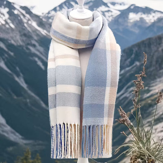 Women’s Striped Winter Scarf – Soft Elegant Cold-Weather Wrap