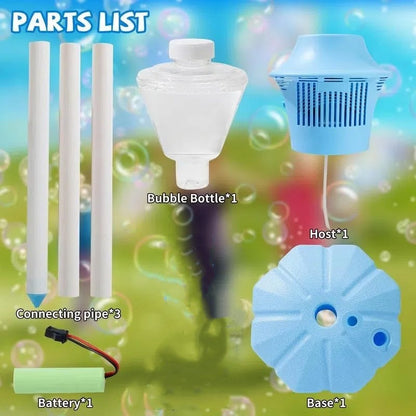 Automatic Bubble Maker with Adjustable Stand and Multiple Wands for Kids