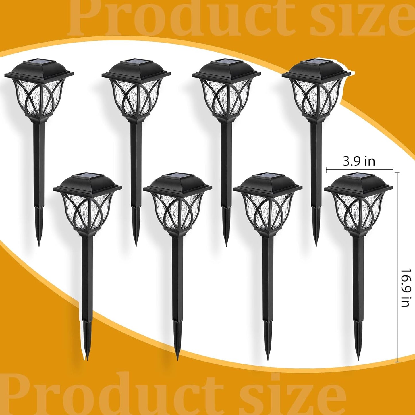 Solar Pathway Garden Lights with Warm White LED and Auto Dusk Sensor, Set of 6