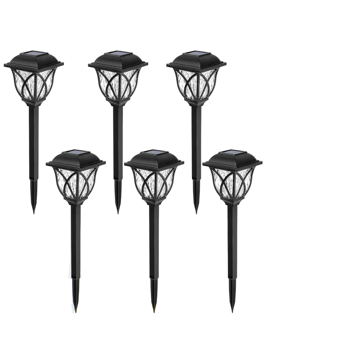 Solar Pathway Garden Lights with Warm White LED and Auto Dusk Sensor, Set of 6
