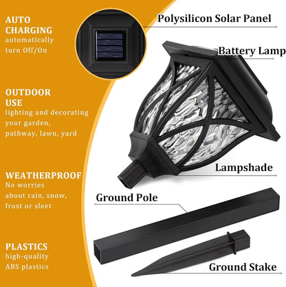 Solar Pathway Garden Lights with Warm White LED and Auto Dusk Sensor, Set of 6