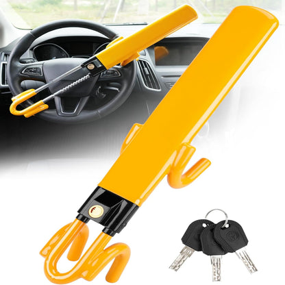 Anti-Theft Steering Wheel Lock with Four Hook System and Adjustable Fit