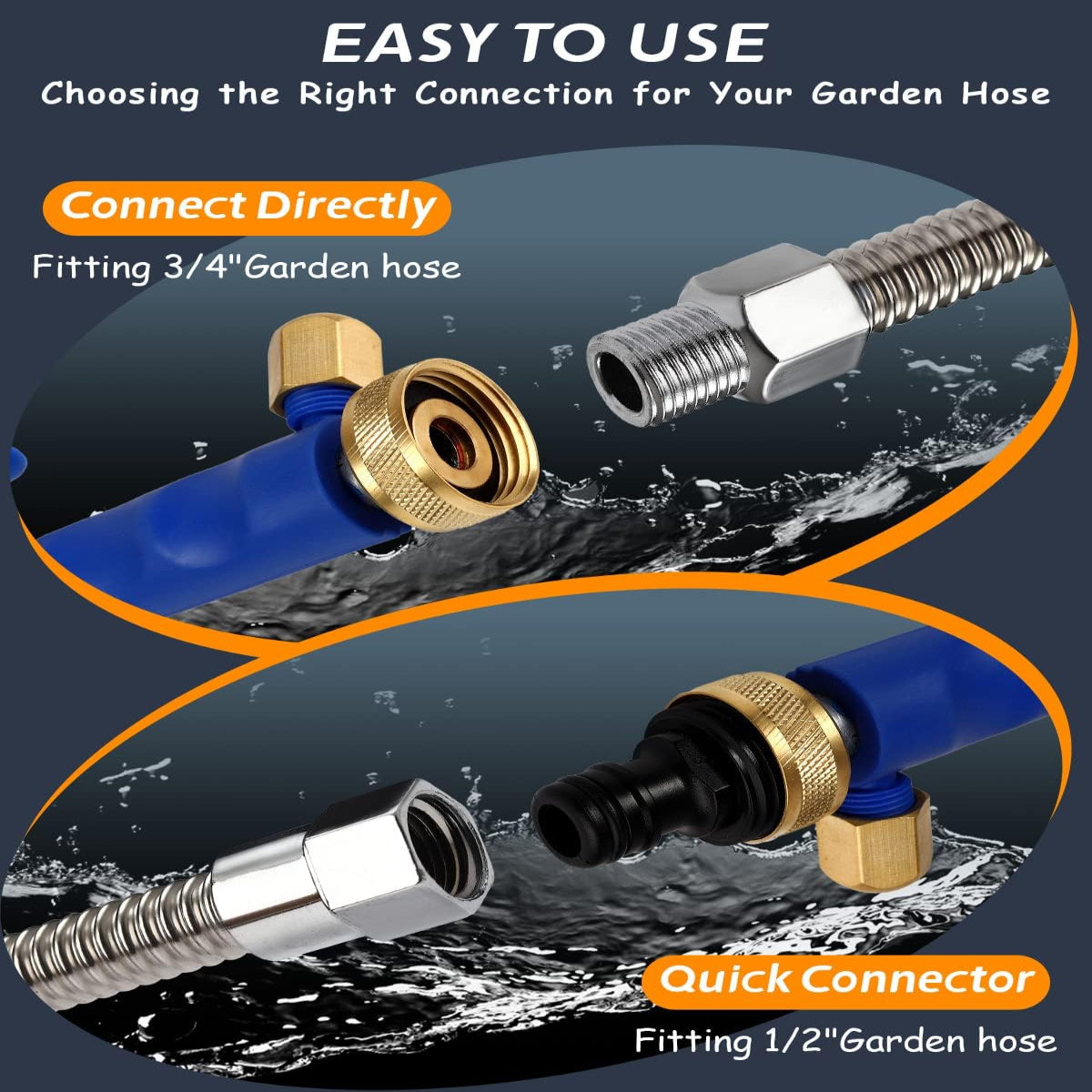 Garden Hose Spray Nozzle with Interchangeable Brass Heads and 32ft Reach