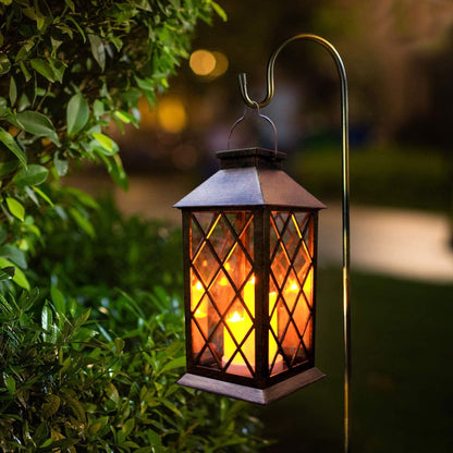 Solar Hanging Lantern with Three LED Candles and Automatic Dusk to Dawn Sensor
