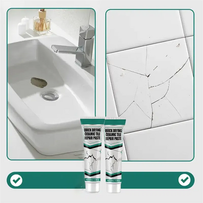 Tile Repair Paste with Spatula and Sandpaper for Cracks and Chips