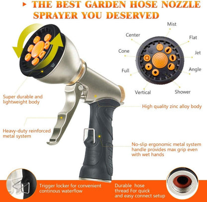 Expandable Garden Hose with Brass Fittings and Shut Off Valve, Storage Bag