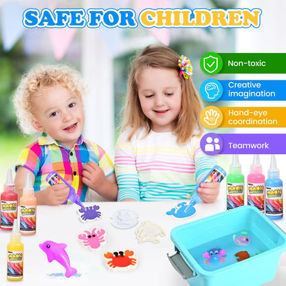 Squishy Water Pet Gel Kit with 12 Colors and 12 Fantasy Molds, STEM Toy for Kids Ages 4+