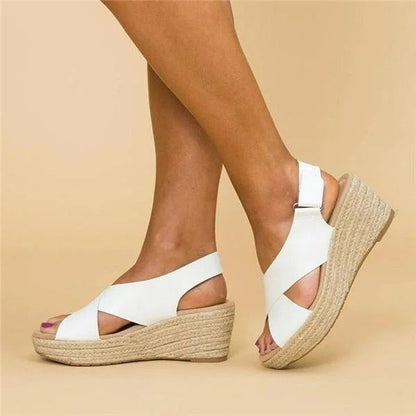 Women's Orthopedic Wedge Espadrilles with Adjustable Cross Straps and Cushioned Footbed