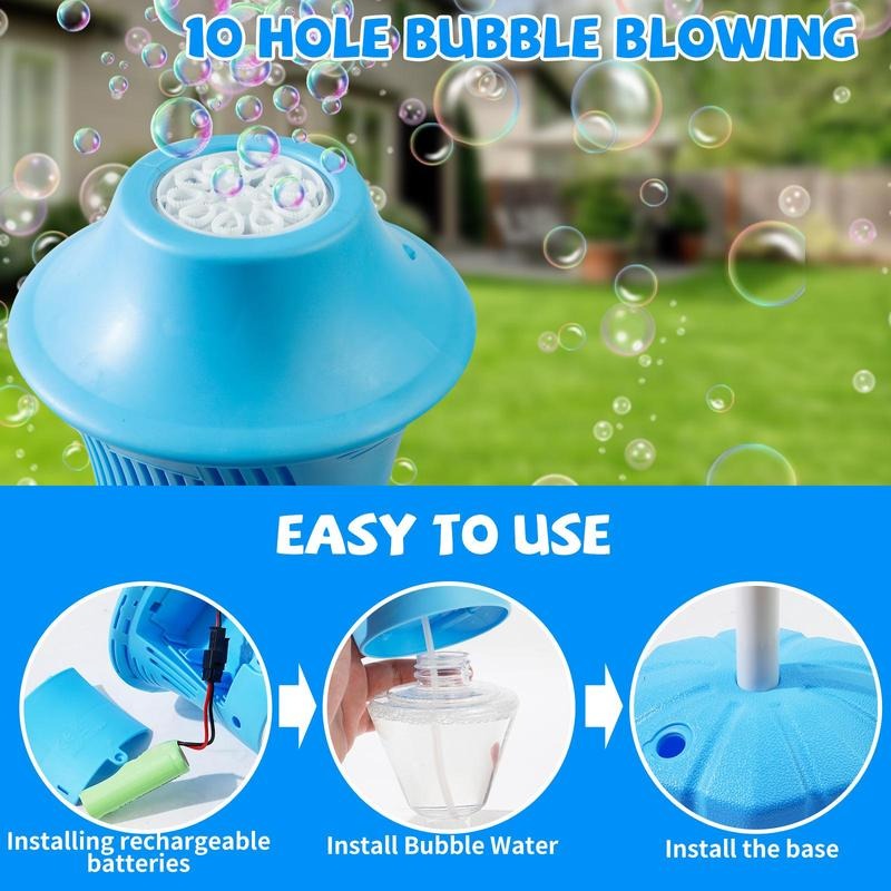 Automatic Bubble Maker with Adjustable Stand and Multiple Wands for Kids