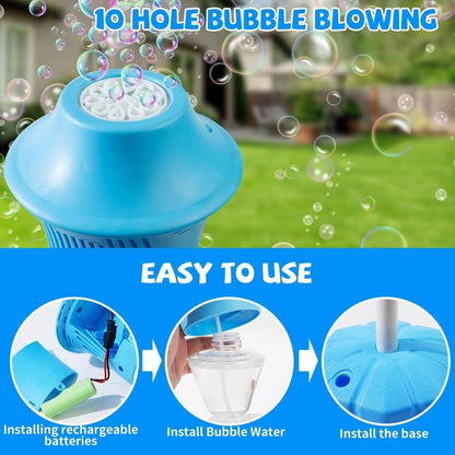 Automatic Bubble Maker with Adjustable Stand and Multiple Wands for Kids