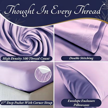Bamboo Blend Sheet Set with Moisture Wicking and Deep Pocket Fit, Hypoallergenic