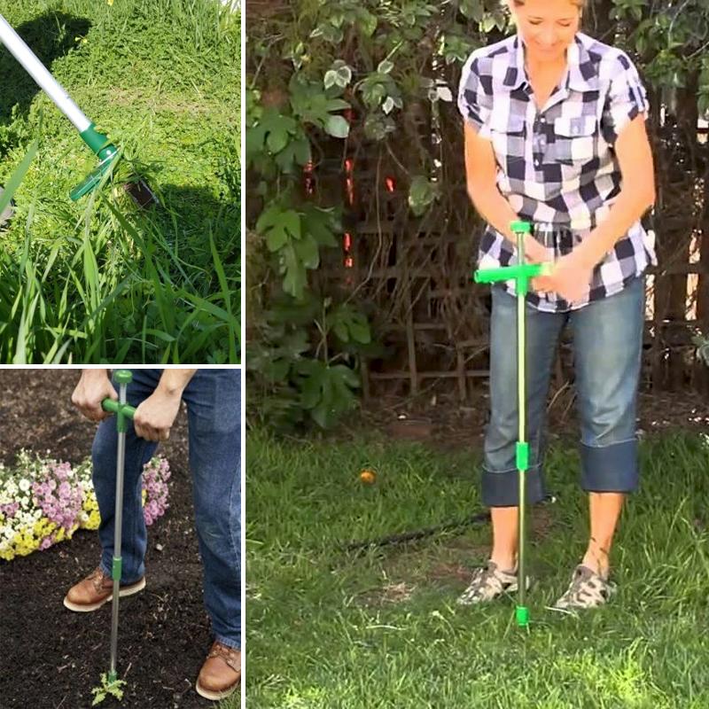 Standing Weed Puller with Three Steel Claws and Foot Pedal