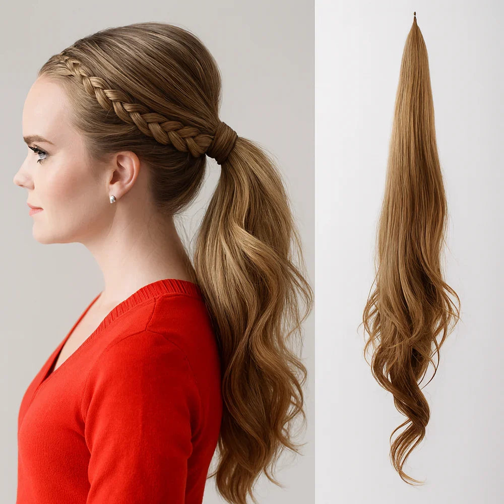 Clip-In Ponytail Extension with Wrap Around Design and Invisible Hairpins