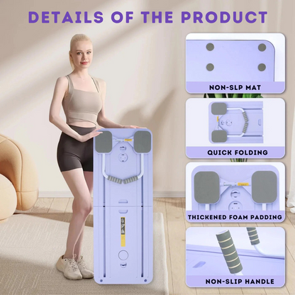 Compact Folding Exercise Board with Resistance Bands for Full Body Training