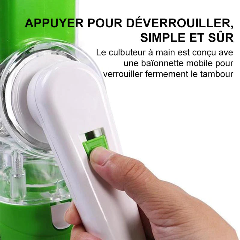 Rotary Vegetable Grater with Three Interchangeable Drums and Hand Crank