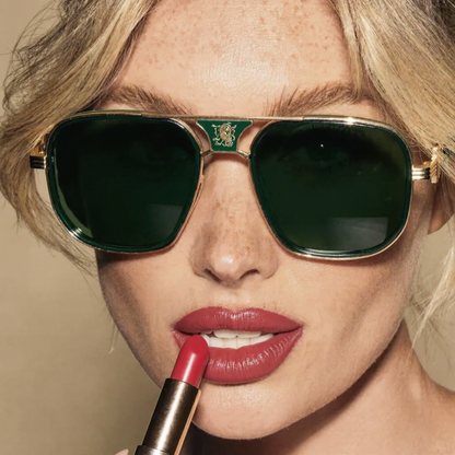 Sculpted Aviator Emblem Sunglasses