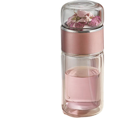 Glass Tea Infuser Bottle with Stainless Steel Mesh Filter and Tilt Brewing Control