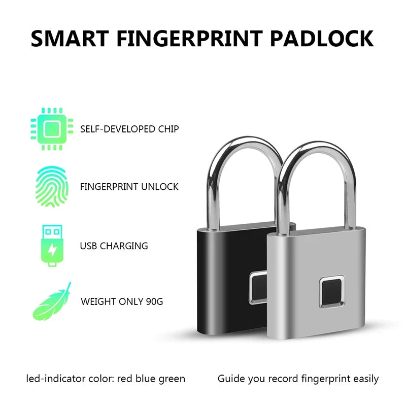 Fingerprint Padlock with Wireless App Control and 10 Fingerprint Storage, 6-Month Battery