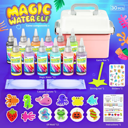 Squishy Water Pet Gel Kit with 12 Colors and 12 Fantasy Molds, STEM Toy for Kids Ages 4+