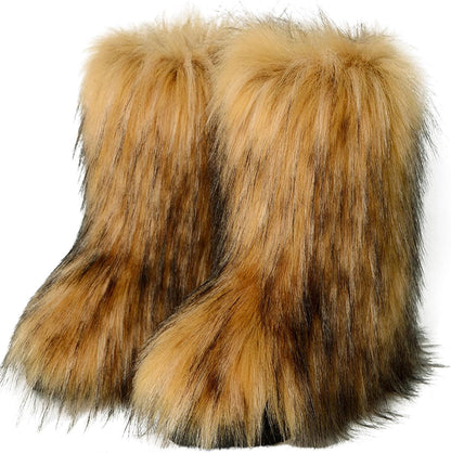 Furry Snow Boots - Knee High