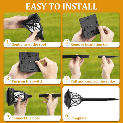 Solar Pathway Garden Lights with Warm White LED and Auto Dusk Sensor, Set of 6