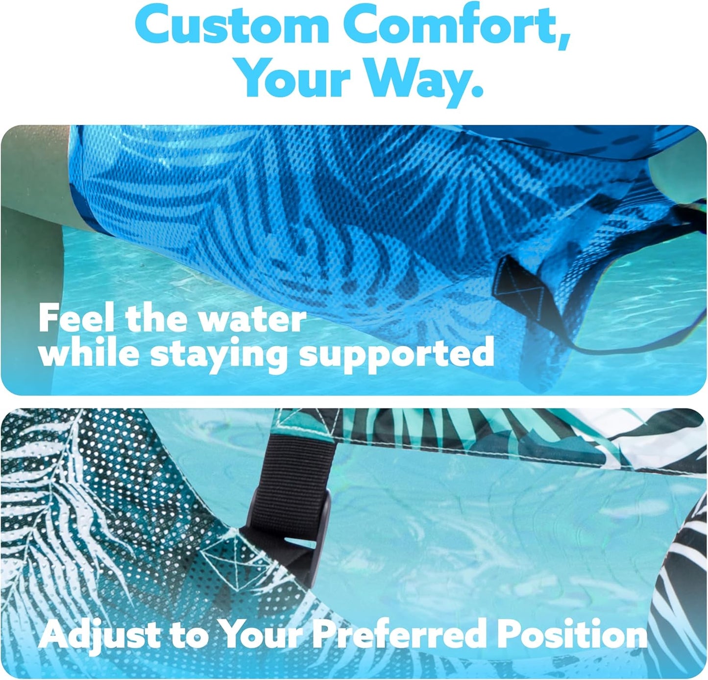 Mesh Pool Float Chair with Adjustable Recline and 250lb Capacity, Set of 2