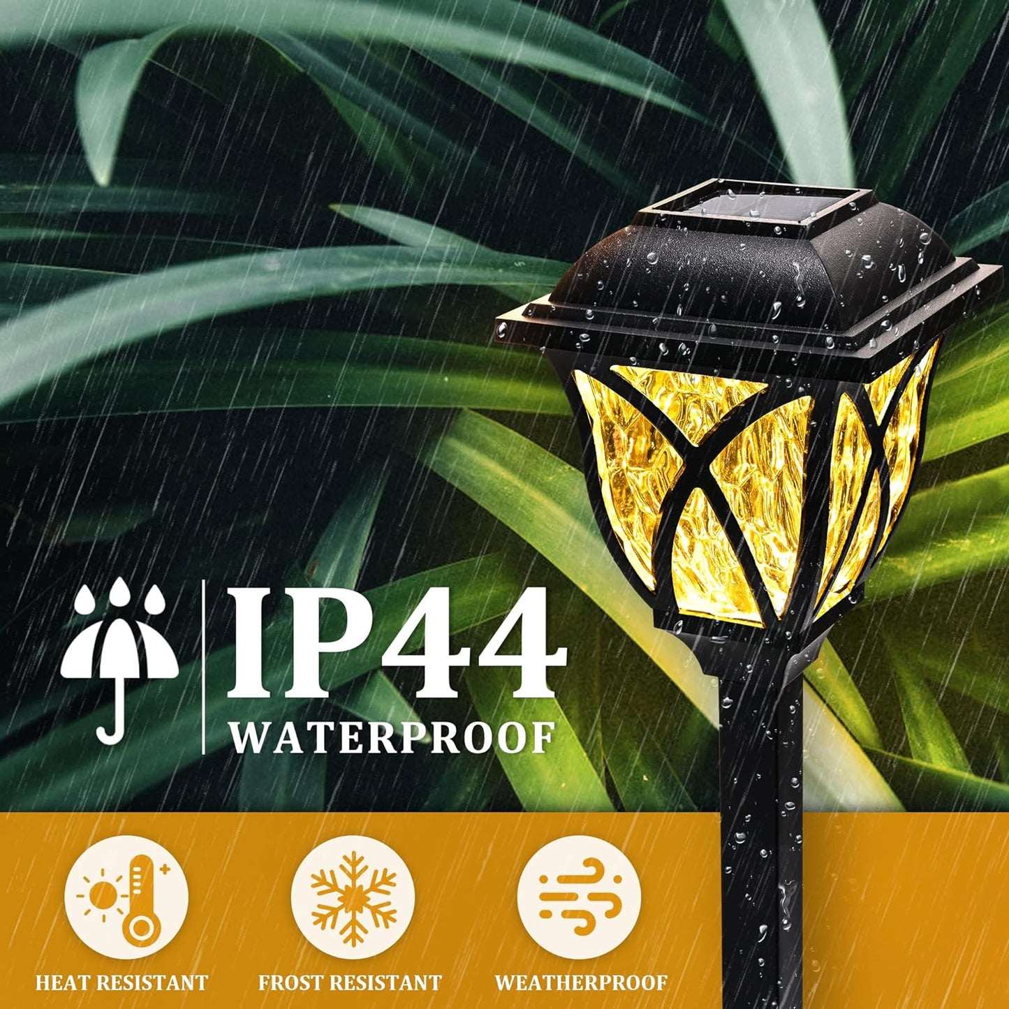 Solar Pathway Garden Lights with Warm White LED and Auto Dusk Sensor, Set of 6