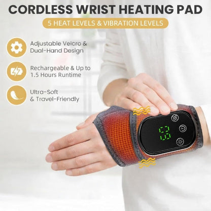 Wrist Massager with Heat and Vibration, Rechargeable with Adjustable Strap