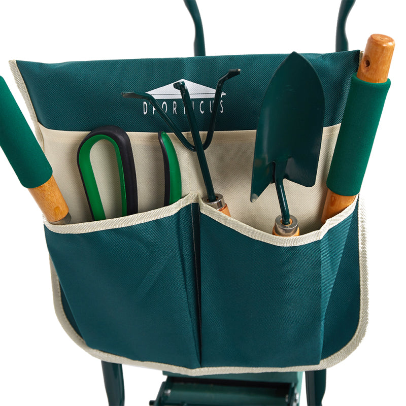 Garden Kneeler and Seat with Steel Handles and Tool Pouches, Converts to Sitting Position