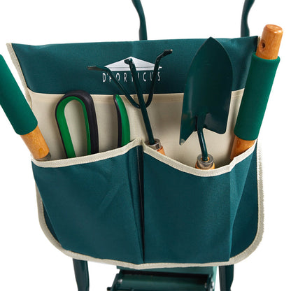 Garden Kneeler and Seat with Steel Handles and Tool Pouches, Converts to Sitting Position