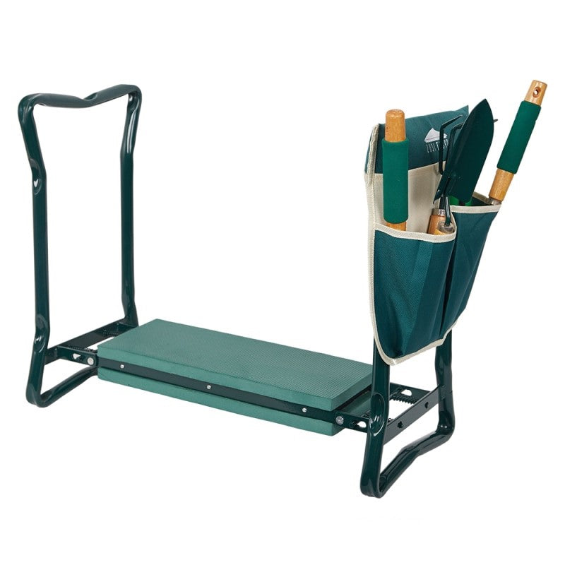 Garden Kneeler and Seat with Steel Handles and Tool Pouches, Converts to Sitting Position