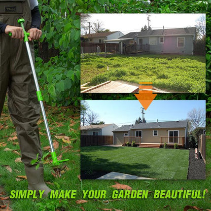 Standing Weed Puller with Three Steel Claws and Foot Pedal