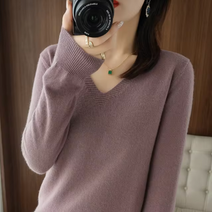 Elyra Cashmere V Neck Sweater