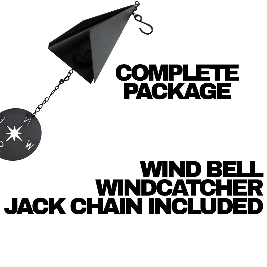 Triangular Wind Bell with Compass Windcatcher and Powder Coated Recycled Steel Finish
