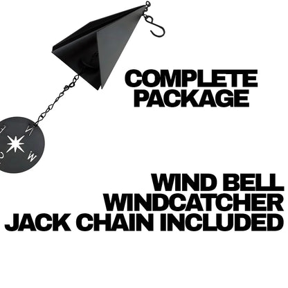 Triangular Wind Bell with Compass Windcatcher and Powder Coated Recycled Steel Finish