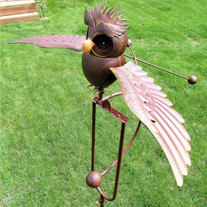 Wind Activated Metal Bird Garden Stake with Moving Wings and Bearing Joints