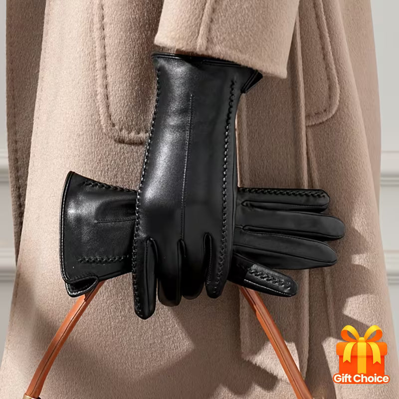Women’s Sheepskin Leather Gloves – Warm Touchscreen Winter Design