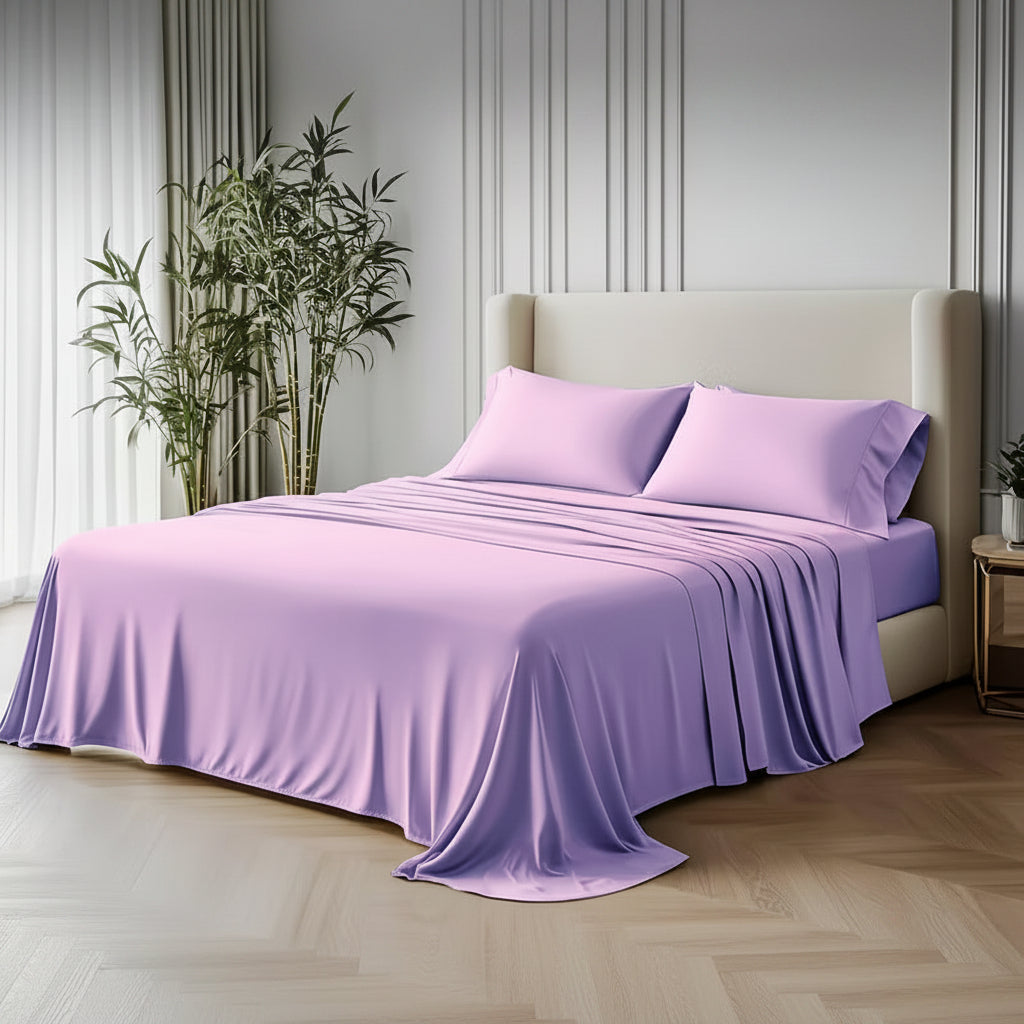 Bamboo Blend Sheet Set with Moisture Wicking and Deep Pocket Fit, Hypoallergenic